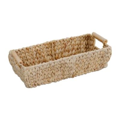 Abbildung von Relaxdays Aufbewahrungskorb, Wasserhyazinthe, HBT: 13,5x43x19 cm, Henkel, Bad &amp; Deko, geflochten, Utensilienkorb, natur