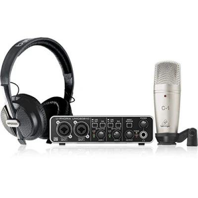 Abbildung von Behringer U PHORIA STUDIO PRO Komplettes Aufnahmepaket mit High Definition USB Audio Interface, Kondensatormikrofon, Studiokopfhörern und mehr