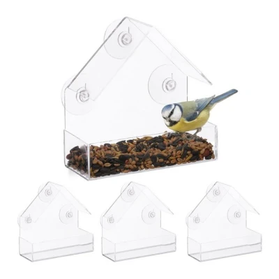 Abbildung von relaxdays Vogelhaus Fenster Vogelfutterhaus 4er Set