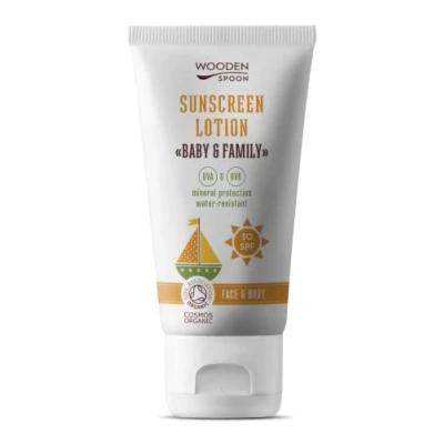 Abbildung von Wooden Spoon Gesichts und Körper Sonnenlotion SPF30 für Babys Erwachsene 150 ml Unsichtbares Zink