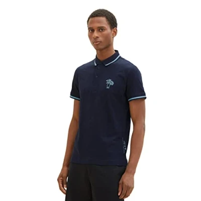 Abbildung von TOM Tailor MIT Print Poloshirt, Herren, Größe: Medium, Sky captain blue