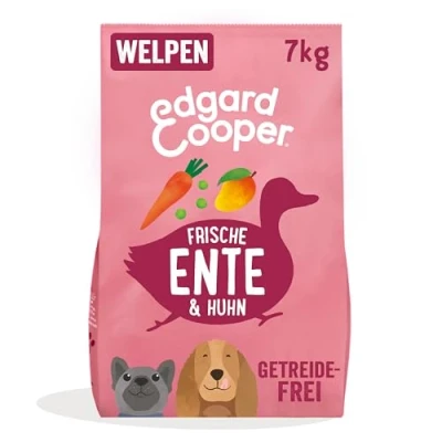 Abbildung von Edgard &amp; Cooper Welpenfutter, Trockenfutter für Hunde (Ente Huhn, 7kg), Hundefutter trocken, Getreidefrei, natürliche Zutaten und frisches Fleisch, voller essentieller Aminosäuren