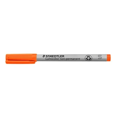 Abbildung von STAEDTLER Universalstift Lumocolor non permanent, orange, feucht abwischbar, für fast alle Oberflächen, Linienbreite ca. 0,4 mm, 10 orange Folienstifte im Kartonetui, 311 4