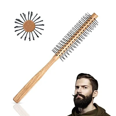 Abbildung von Rundbürste zum Föhnen, Stylingbürste mit Nylonborsten, Haarbürste für kurze bis mittellange Haare (brown)