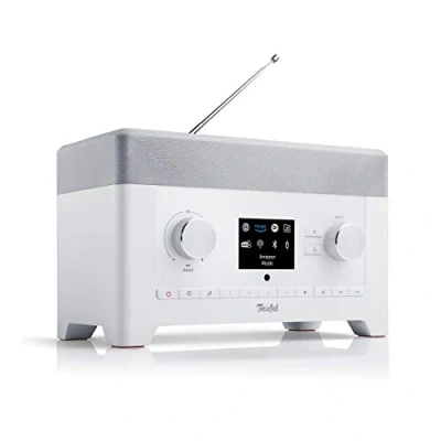 Abbildung von Teufel Radio 3SIXTY DAB+ Internet Stereo Lautsprecher Musik 360 Grad Sound Dank Dynamore Bluetooth Weckfunktion Subwoofer Speaker Weiß
