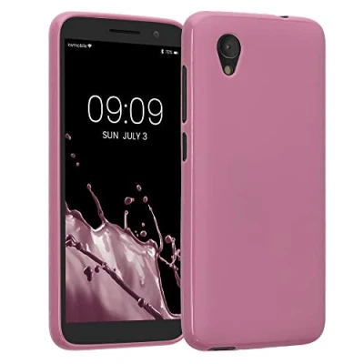 Abbildung von kwmobile Hülle kompatibel mit Alcatel 1 (5.0&quot;) weiches TPU Silikon Case Cover geeignet für kabelloses Laden Dark Rose