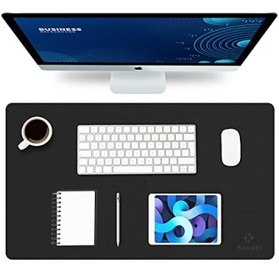 Abbildung von Knodel Tischunterlage, Schreibtischunterlage, 60 x 35cm PVC Laptop wasserdichte Schreibunterlage für Büro oder Heimbereich, doppelseitig (Schwarz/Schwarz)