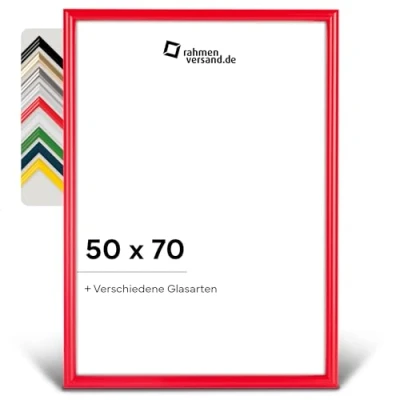Abbildung von PANORAHMA Bilderrahmen Kunststoff 50 x 70 cm, Rot/Bilder Rahmen zum Aufhängen/Kunststoff mit Echtglas