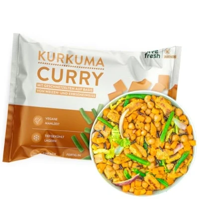 Abbildung von LiveFresh Kurkuma Curry 14 x 400g vegane Diät Feriggerichte Low Carb Lebensmittel mit 30g Protein und nur 450 kcal pro Portion Schnell zubereitet Schonend schockgefrostet
