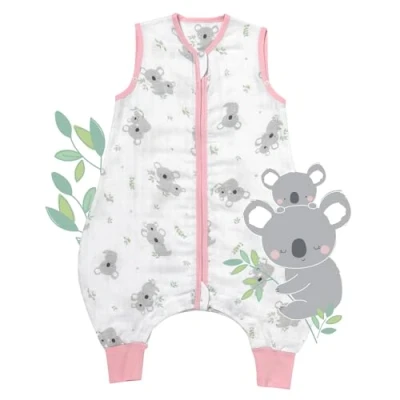 Abbildung von schlummersack Baby Schlafsack mit Füßen Sommer 0.5 Tog 60 cm dünn Bambus Musselin Koala Beinen ungefüttert für eine Körpergröße von 70cm