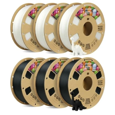 Abbildung von OVERTURE Easy PLA 1.75 mm 3D Druckerfilament, 6kg (13.2 lbs), Verstärkt Zähigkeit PLA, Maßgenauigkeit +/ 0,02 (Schwarz 1kg*3+Weiß 1kg*3)