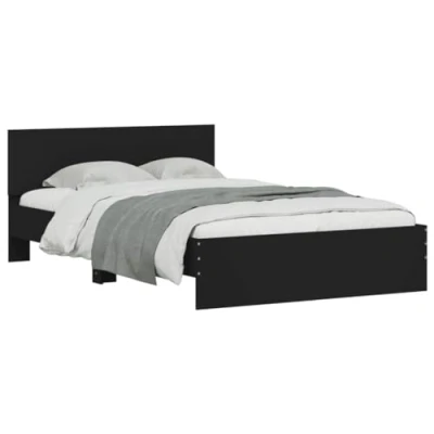Abbildung von vidaXL Bettgestell, Bettrahmen mit Lattenrost, Bett Gästebett Kopfteil, Doppelbett Schlafzimmerbett Schlafzimmermöbel, Schwarz 120x190cm