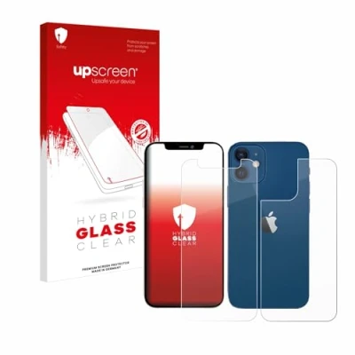 Abbildung von upscreen Schutzglas für Apple iPhone 12 mini (Display+Rückseite) Schutzfolie, Glas Folie [Klar, 9H Panzerschutz, Anti Fingerprint]