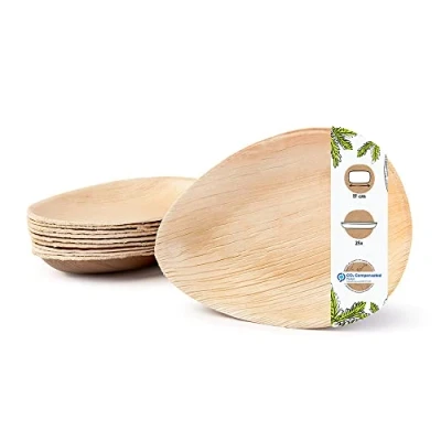 Abbildung von GREENBOX Palmware hochwertiges Palmblattgeschirr I 25 Stück Palmblatt Teller tief Tropfenform 17 cm Bio Einweggeschirr biologisch abbaubar Partygeschirr Einmalgeschirr Wegwerfgeschirr