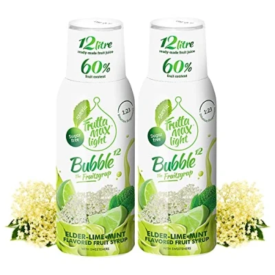 Abbildung von 2 x 500 ml LIGHT Fitness Sirup Holunderblüte Limette Minze Geschmack von Frutta Max mit 60% Fruchtanteil Zuckerfrei Stevia