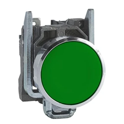 Abbildung von Schneider Electric Harmony XB4 XB4BA31 Druckknopfschalter, Metall, Federrücklauf, 1NO, 22 mm Halterung, unmarkiert, Unterputz Bedienprofil, Grün