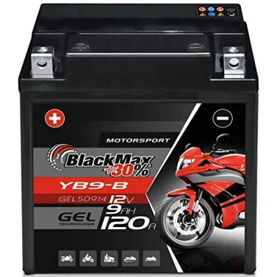 Abbildung von BlackMax YB9 B Motorradbatterie GEL 12V 9Ah Batterie BS CB9 GM9Z 12N9 4B 1