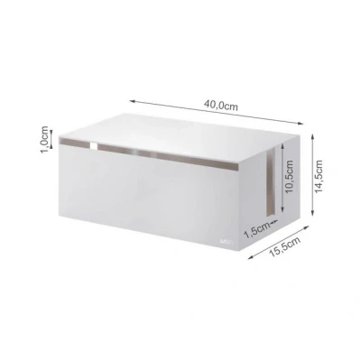 Abbildung von Yamazaki 2707 WEB Kabelbox, weiß, PC ABS Harz, Minimalistisches Design, 40 x 15,5 14,5 cm (LxBxH)