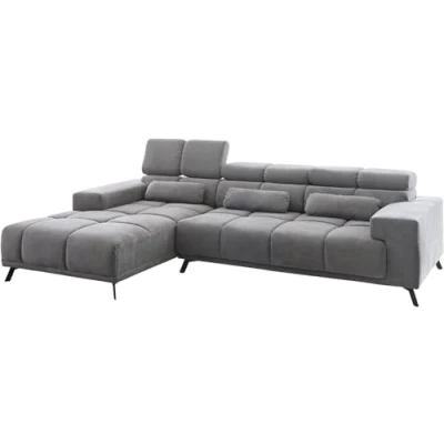 Abbildung von DELIFE Ecksofa Ordino, Mikrofaser Grau 285x200 Ottomane links Relaxfunktion