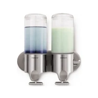 Abbildung von simplehuman BT1028 444 ml doppelt, Spender mit Wandhalterung, Seifenspender Wandbefestigung, gebürsteter Stahl, 5 Jahre Garantie