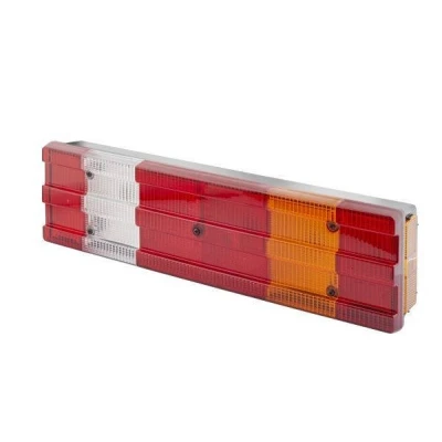 Abbildung von HELLA 2VP 007 500 521 Rückleuchte rechts P21W, R10W schwarz 24 mit Glühlampen, Rückfahrwarner Lampenträger MERCEDES BENZ: ACTROS MP2 / MP3