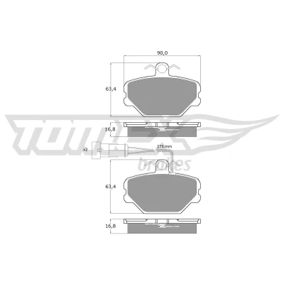 Abbildung von TOMEX brakes TX 10 61 Bremsbelagsatz Vorderachse inkl. Verschleißwarnkontakt FSO: Polonez III
