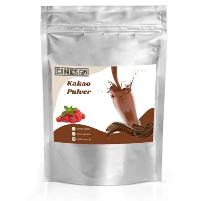 Abbildung von Cinesso Kakao Trinkschokolade Kakaopulver, Schokoladengetränk, Schokoladenaromen, mit natürlichen Aromen, schnelle und einfache Zubereitung, für Feierlichkeiten (1 Kg, Himbeere)