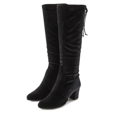 Abbildung von LASCANA Belle Affaire Stiefel, Langer Stiefelette, Pailletten, Blockabsatz, Glitzer Stiefel