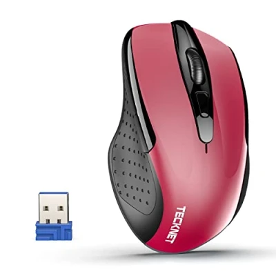 Abbildung von TECKNET Silent Kabellose Maus, 2.4GHz Leise Funkmaus mit Nano Empfänger, 4000 DPI Optical Tracking, 6 Einstellbare Stufen, 24 Monate Batterielaufzeit, Kompatibel PC, Mac, Laptop Blau