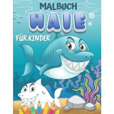 Abbildung von Malbuch Haie für Kinder: Färben Von Jungen Und Mädchen ab 4 Jahren Hai Farbseiten Kinder Entspannende Leicht Ausmalbare Zeichnungen
