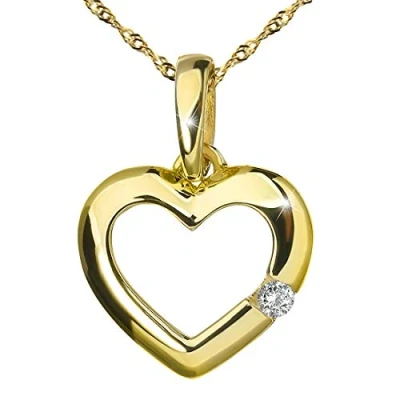 Abbildung von Materia Goldkette Damen Gold Herz Zirkonia 42cm GKA 6, 375 Gelbgold, 9 Karat