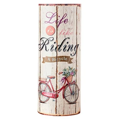 Abbildung von Rebecca Mobili Schirmständer Regenschirm Rund Canvas Beige Dekoration Hochwertig Shabby Eingang Flur Haus 49 x 20 cm (H B T) Art. RE4760