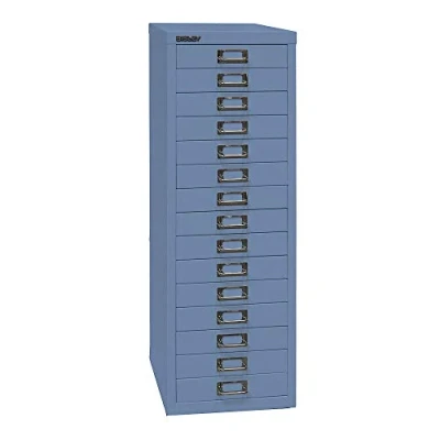 Abbildung von BISLEY MultiDrawer, 39er Serie, DIN A4, 15 Schubladen, Metall, 605 Blau, 38 x 27.9 86 cm