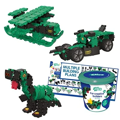 Abbildung von Clics Dino World Konstruktionsspielzeug für Kinder ab 3 Jahre, kreatives Lernspielzeug im 151 Teile Set, Bausteine Mädchen und Jungen, Montessori STEM Spielzeug, Langlebige Spielzeug