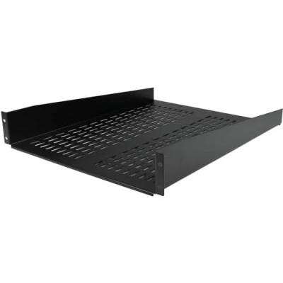 Abbildung von StarTech.com 2HE Rack Fachboden Universelles perforiertes Fachboden/Kragarmfachboden für 19 Zoll Netzwerkschränke/Racks Hochbelastbarer Stahl Tragkraft 23kg, 55,8cm Tief (CABSHELF22V)