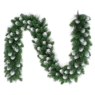 Abbildung von Creativery Tannengirlande 2m x ca. 20cm 200 Spitzen beschneit für Indoor &amp; Outdoor künstliche Weihnachtsgirlande mit Schnee Kunstgirlande Dekogirlande Weihnachten Grün