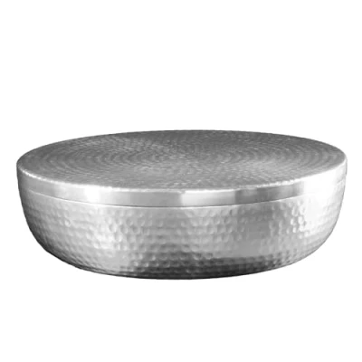 Abbildung von riess ambiente Dekoschale ORIENT Ø40cm silber · Schmuck Dose mit Deckel aus Aluminium (Einzelartikel, 1 St), rund Hammerschlag Design handmade Esszimmer Wohnzimmer