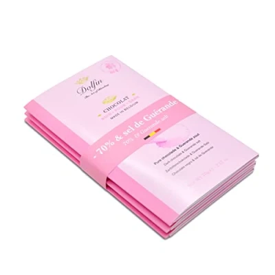 Abbildung von Dolfin 3er Pack Zartbitter Schokolade mit 70 % Kakao &amp; Guerande Salz Klassische belgische bittersüßem, salzigem Geschmack Premium Süßigkeiten Hergestellt in Belgien, 210 g
