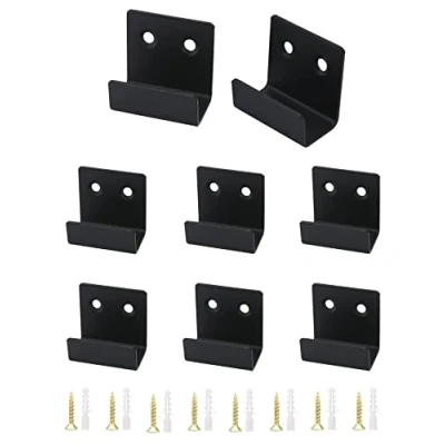Abbildung von QWORK® 8 Stück U Winkel Halterung Edelstahl, Schwerlast Keramikfliesen Display Wandhaken mit Schrauben, Schwarz, 20 mm Innenbreite