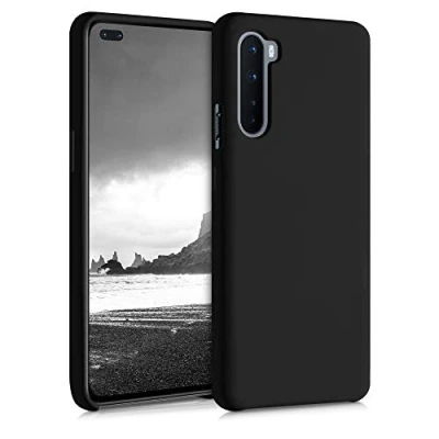 Abbildung von kwmobile Hülle kompatibel mit OnePlus Nord Silikon Handy Case Handyhülle weiche Oberfläche kabelloses Laden Schwarz