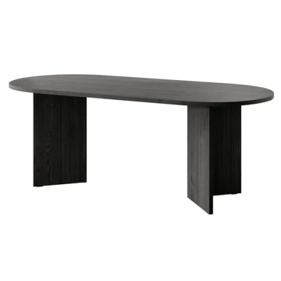 Abbildung von Selsey Esstisch Esszimmertisch Tisch Oval 90 x 204 cm Küchentisch OVO Portland Esche Schwarz