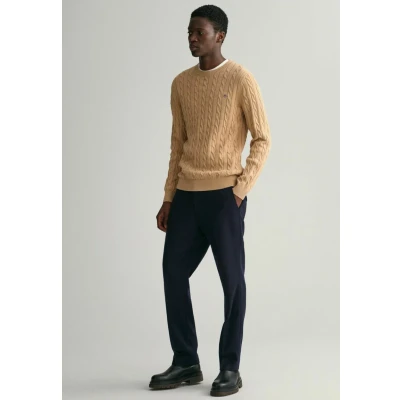 Abbildung von GANT Cable Cneck Strickpullover camel, Herren, Größe: Large, Camel