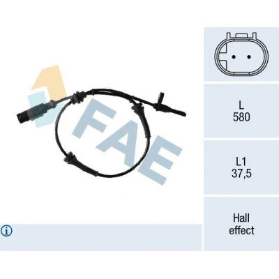 Abbildung von FAE 78307 ABS Sensor mit Kabel Hallsensor 2 580 FIAT: Doblo II Kasten / Kombi, Kombi