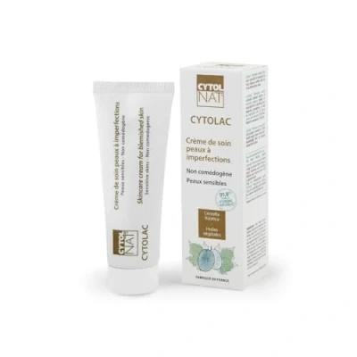 Abbildung von Cytolac Anti Imperfektionen Creme Empfindliche, zu Akne neigende Haut Reinigt, beruhigt und befeuchtet Sichtbare dauerhafte Verringerung der Anzahl von Mitessern 50 ml.