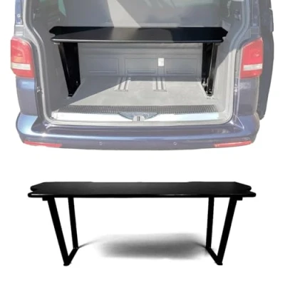 Abbildung von OMAC Multiflexboard Bettverlängerung Ablage kompatibel mit VW T5 T6 Multivan 2003 2024 Schwarz