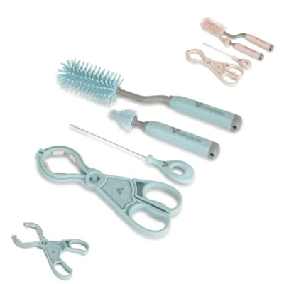 Abbildung von Cangaroo Babyflaschenreinigungsbürsten Set 4 teilig, 2 Bürsten, Strohhalmbürste, Farben:blau