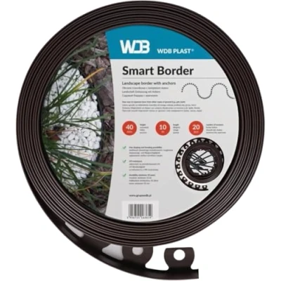 Abbildung von WDB Flexible Rasenkante aus Kunststoff 10m Lang 4cm Hoch mit 20 Befestigungsnägel Braun