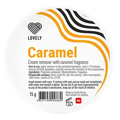 Abbildung von LOVELY Lash Cream Remover für Wimpernverlängerungen Duft:CARAMEL Wimpernremovercream zur sanften, schnellen &amp; schonenden Entfernung von Wimpernverlängerung Wimpernkleber Volumen Einzelwimpern