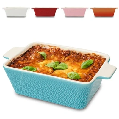 Abbildung von Praknu Auflaufform Klein Ofenfest Ofenform 28 cm 1,4 L Hoher Rand Mit Antihaftbeschicht, Porzellan Keramik, (1 St), Für 2 Personen Lasagne, Tiramisu &amp; Auflauf Eckig