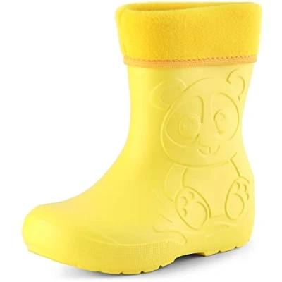 Abbildung von Ladeheid Eva Kinder Jungen Mädchen Gummistiefel Regenschuhe gefüttert LA CA 11 (Gelb, 24/25 EU)
